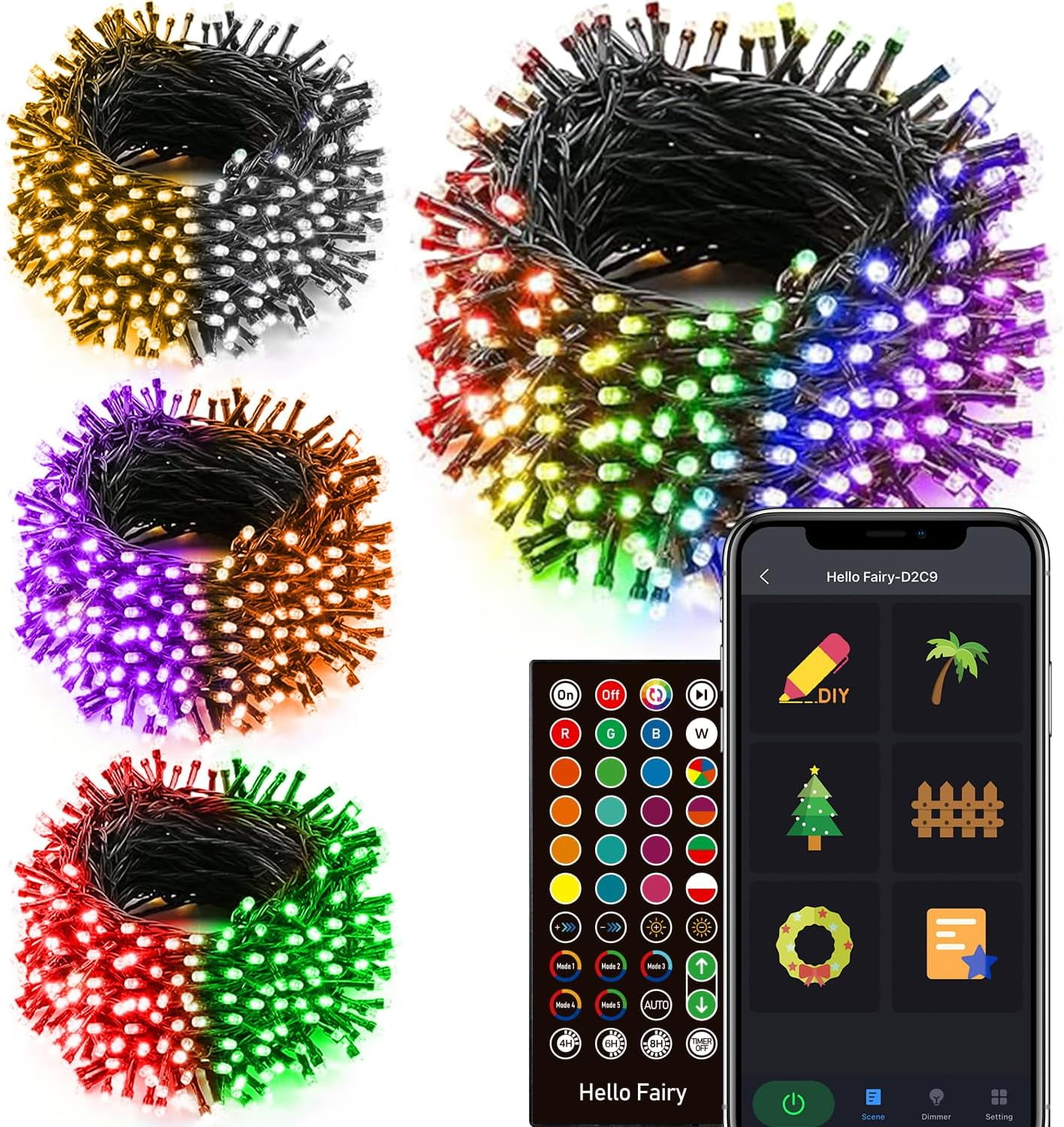 Color Changing String Lights with Remote & Timer, 65.6FT 200 LED