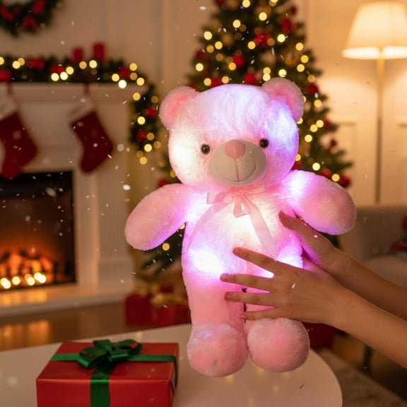 Color Changing Stuffed Animal, Glowing Plush Toy, Colorful Light Up Bear Doll for Kids and Adults, Soft Polyester Fiber, Interactive Nightlight Companion for Bedroom and Holiday Gift