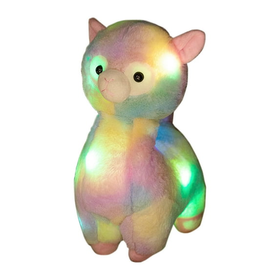 Color Changing Stuffed Animal, Glowing Plush Toy, Multicolor Alpaca and Rabbit Soft Doll with Nightlight, 13.78 Inch Polyester Fiber Cuddly Gift for Holiday Birthday