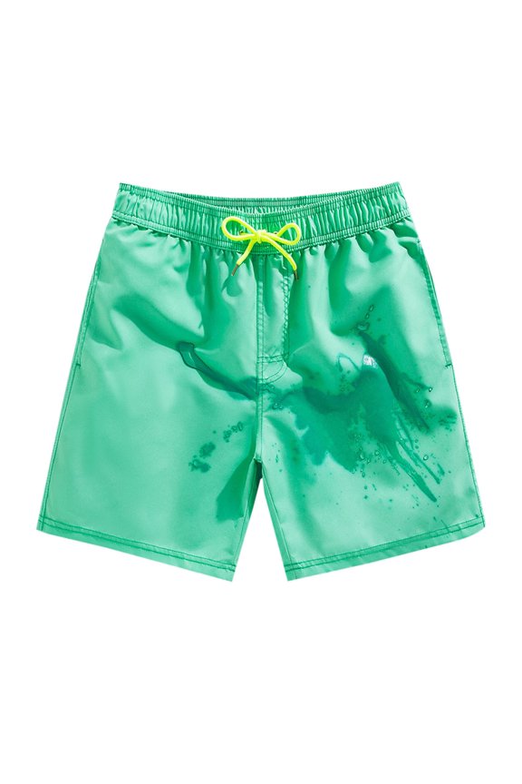 Color Changing Swim Trunks Mens Summer Drawstring Shorts Casual Thermo-Sensitive Color-Changing Quick Dry Elastic Board Shorts