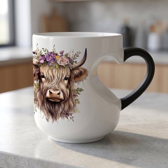 Color Changing Taurus Coffee Mug, With Heart Handle Heat Sensitive Design, Zodiac Bull Pattern Ceramic Coffee Cup, Mug for Coffee Milk Daily Drink Novelty Gift