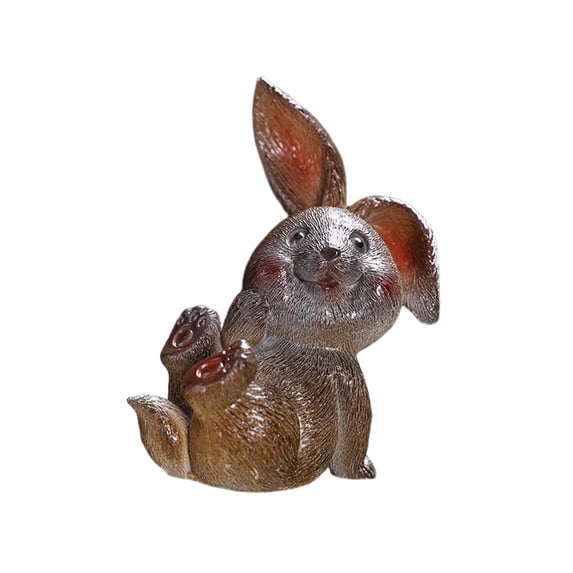 Color Changing Tea Pet, Bunny Statue, Kung Fu Tea Ornament, Rabbit Feng Shui Decoration Handcrafted Kung Fu Tea Set for Office Gift Tearoom Home Style C