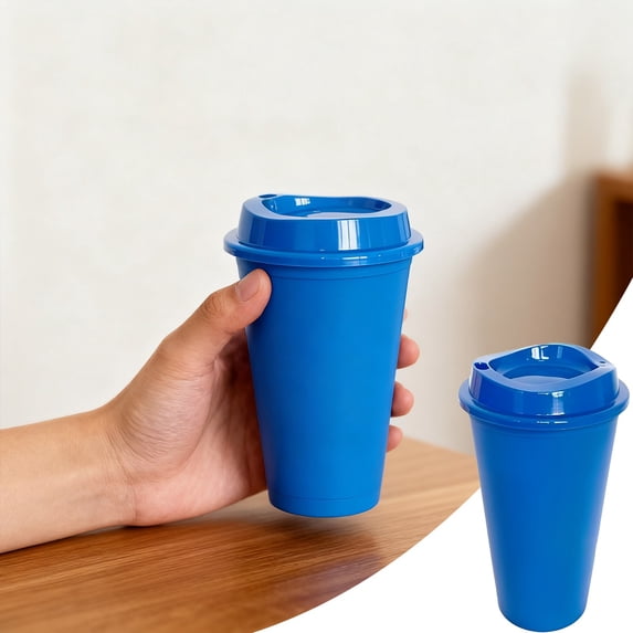 Color Changing Tumbler with Lid – 475ml Heat Activated Plastic Cup, Reusable Iced Coffee & Water Travel Mug, Spill Proof Drinking Cup for Hot Cold Drinks Juice Tea