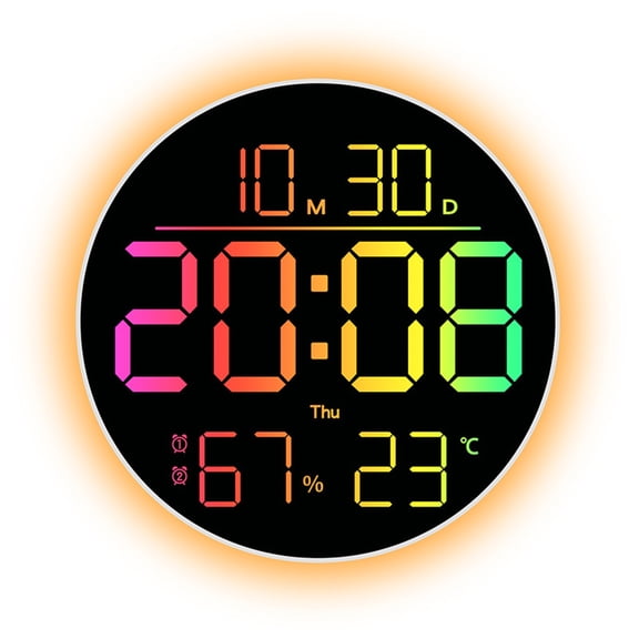 Color Changing Wall Clock With Large LED Display For Living Room Bedroom Office