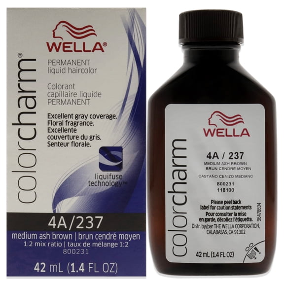 Color Charm Permanent Liquid Hair Color - 237 4A Medium Ash Brown by Wella for Unisex - 1.42 oz Hair Color