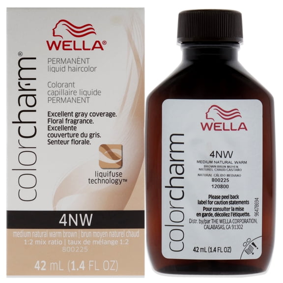 Color Charm Permanent Liquid Hair Color - 4NW Medium Natural Warm Blonde by Wella for Unisex - 1.42 oz Hair Color
