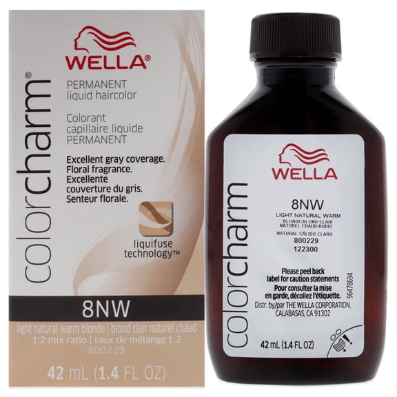 Color Charm Permanent Liquid Hair Color - 8NW Light Natural Warm Blonde by Wella for Unisex - 1.42 oz Hair Color