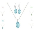 thumbnail image 1 of Color Choices Austrian Crystal Galactic Sterling Silver Snake Chain Necklace and Earring Set - Aquamarine, 1 of 6