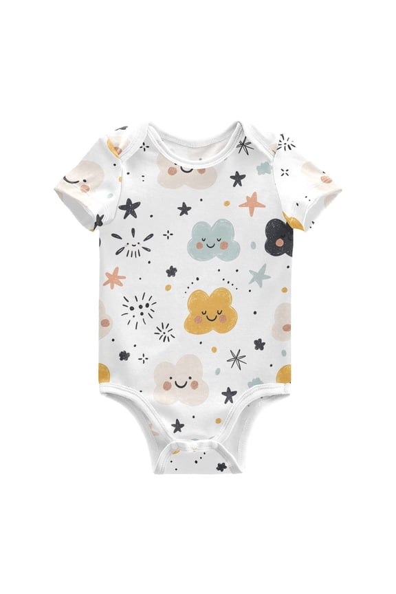 Color Cloud Pattern Baby Bodysuits 100% Cotton Short Sleeve for 0-24 Months Baby Golf Outfit 24Months