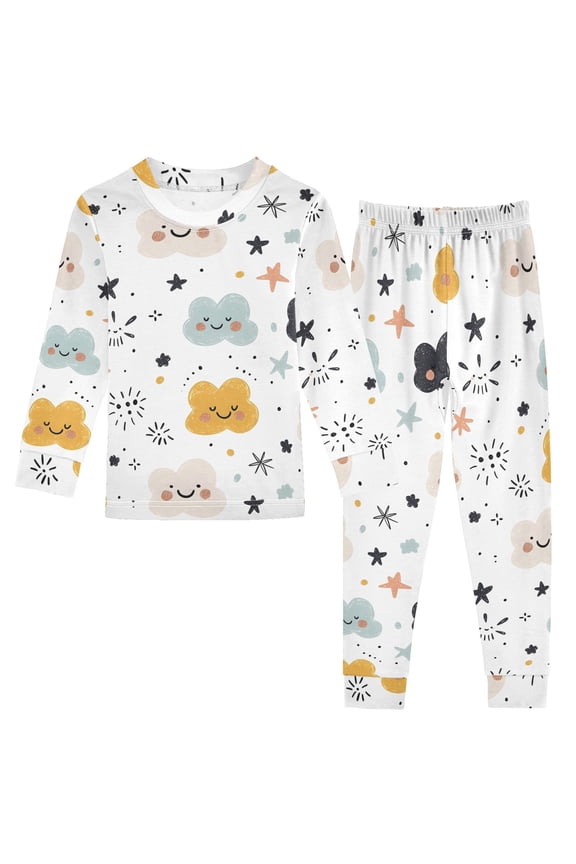 Color Cloud Pattern Cotton Pajamas 2 Piece Set Sleepwear Soft and Comfortable Homewear Nightwear