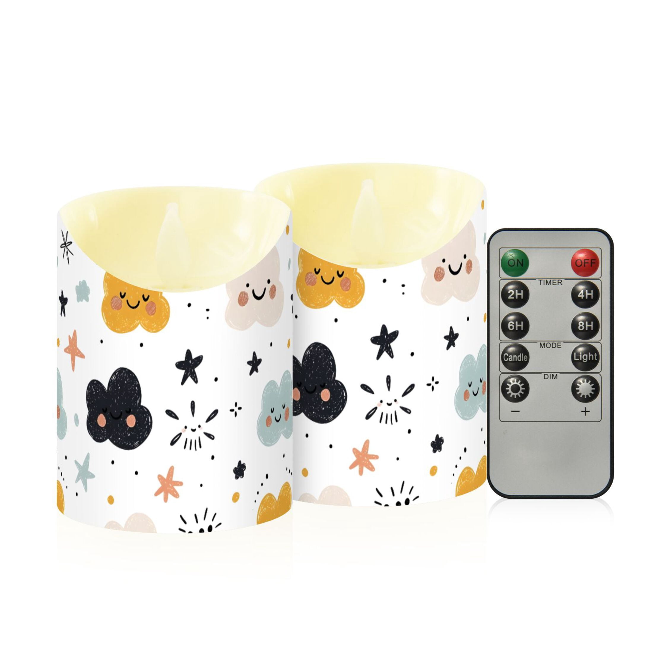 Color Cloud Pattern Flameless Candles 2 PCS with Remote Realistic ...