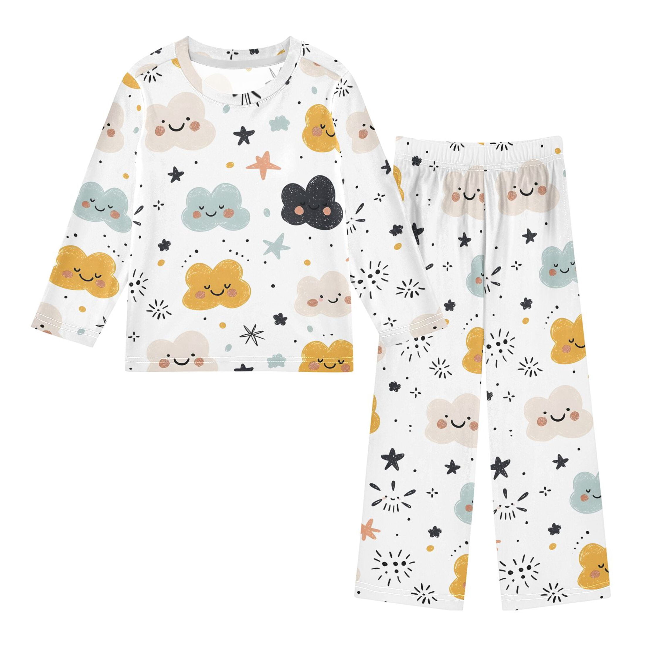 Color Cloud Pattern Pajama Set Soft Warm Cozy Fleece 2 Piece Fall ...