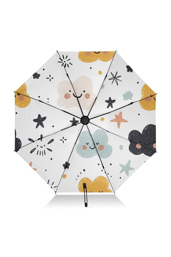 Color Cloud Pattern Umbrella Folding Sun Umbrella Travel Auto Open Close Large UV50+ 40in