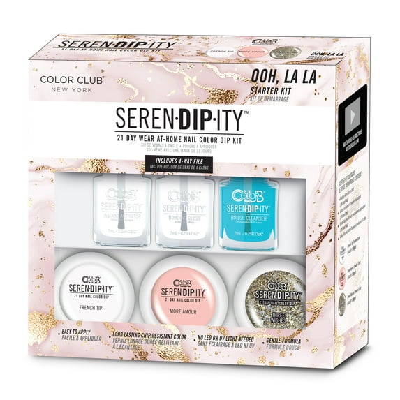 Color Club Seren-DIP-ity Dip Powder Nail Art Starter Kit, Ooh La La Classic French Colors