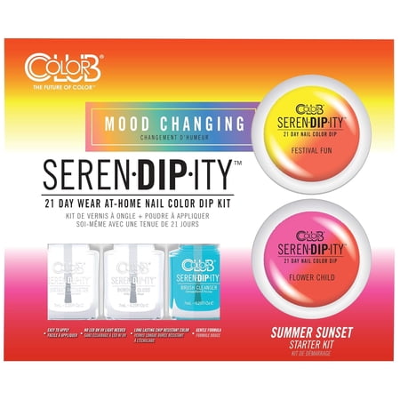 Color Club Seren-DIP-ity Mood Changing Dip Powder Nail Art Starter Kit, Summer Sunset Color
