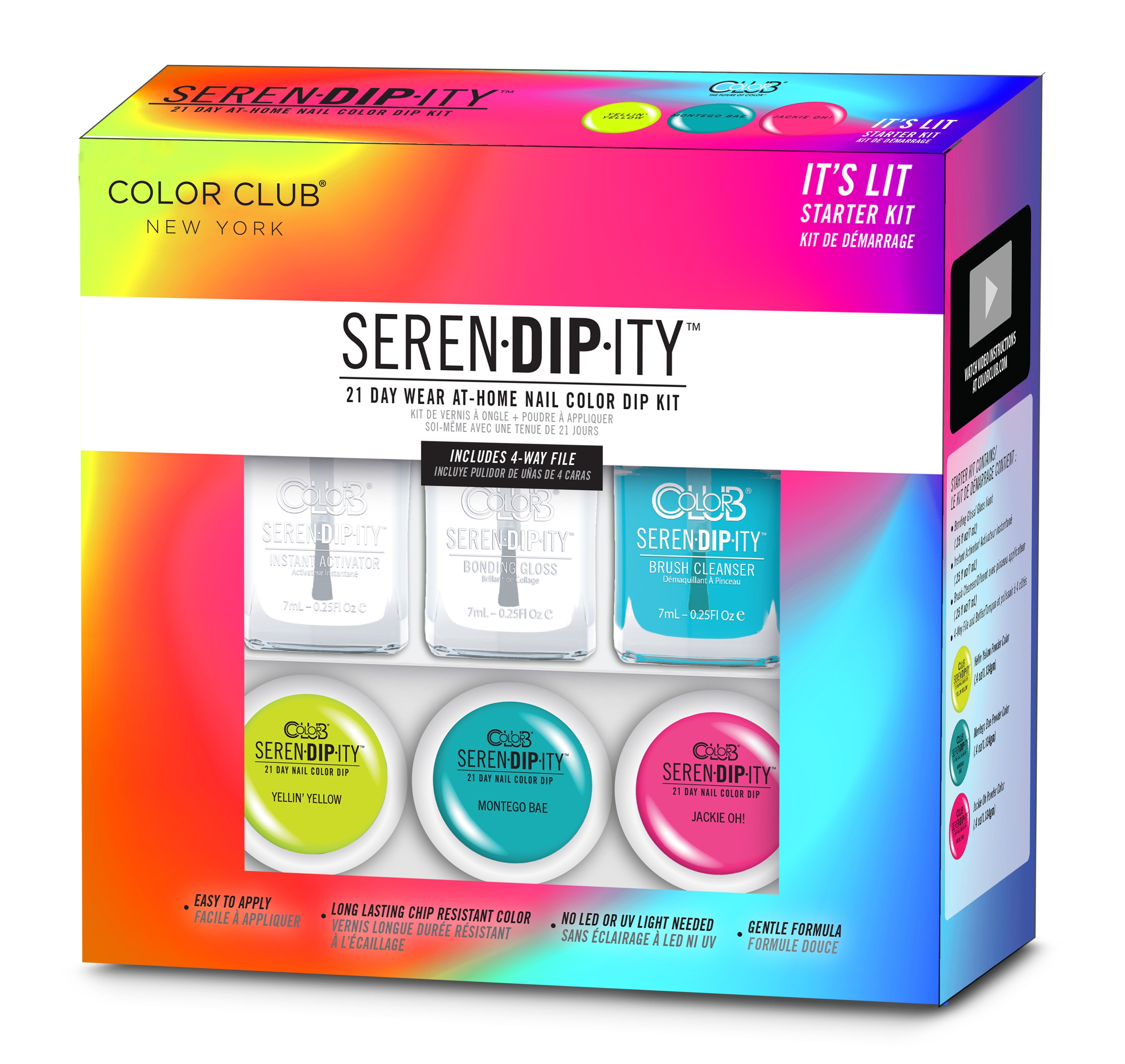 Color Club's 21-Day at Home Dip System Starter Kit, It's Lit Serendipity  Starter Kit, Multi 