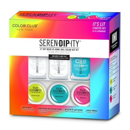 Color Club's 21-Day at Home Dip System Starter Kit, It’s Lit Serendipity Starter Kit, Multi