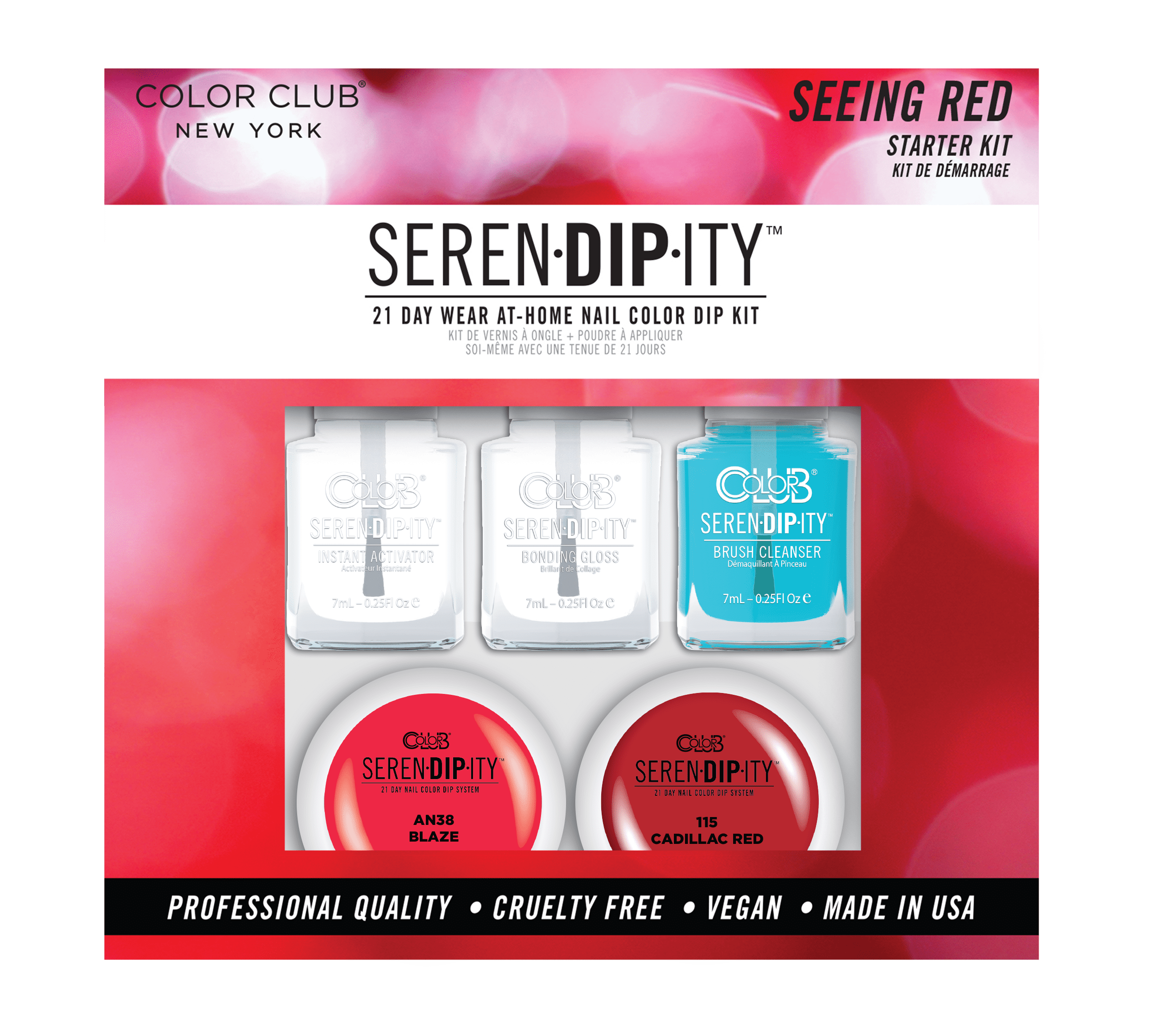 Color Club's 21Day at Home Dip System Starter Kit, Seeing Red Serendipity Starter Kit, Multi