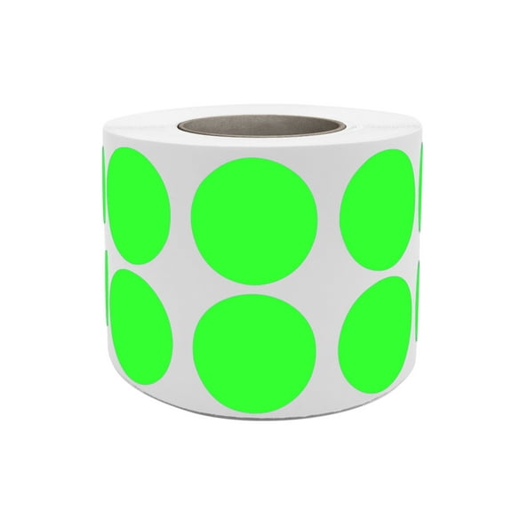 Color Code Labels Inventory Labeling - Bright Neon Green Round Sticker Rolls - 1050 Pack by Royal Green