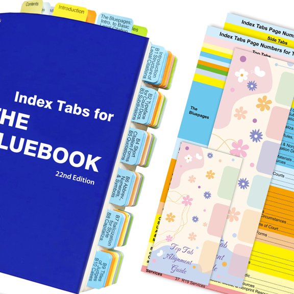 Color-Coded Book Tabs Set for The Bluebook 22nd Edition 90 Tabs Laminated Waterproof