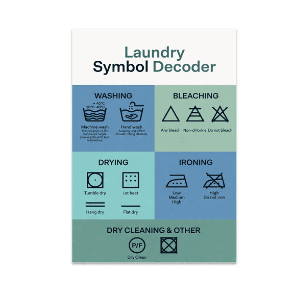 Color-Coded Laundry Symbol Guide - Homeowners - 13x19 Poster Print