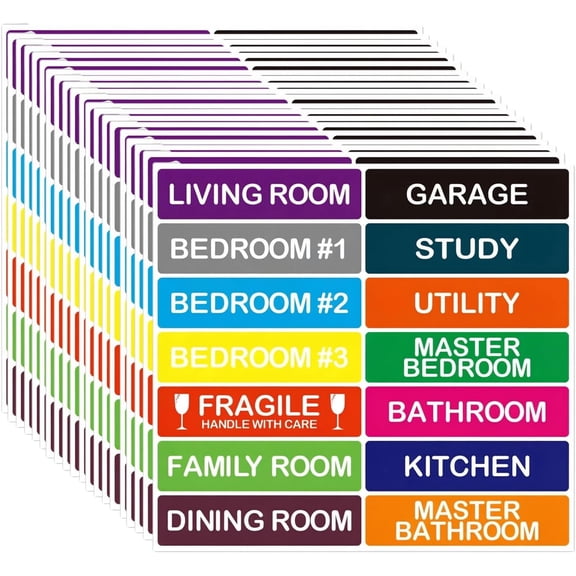 Color Coded Moving Labels 14 Room Categories, Fragile Mark Strong Adhesive Box Stickers, Household Packing Sorting Marker, for Relocation Warehouse Stock Work, for Renters & Household Organizers (30)