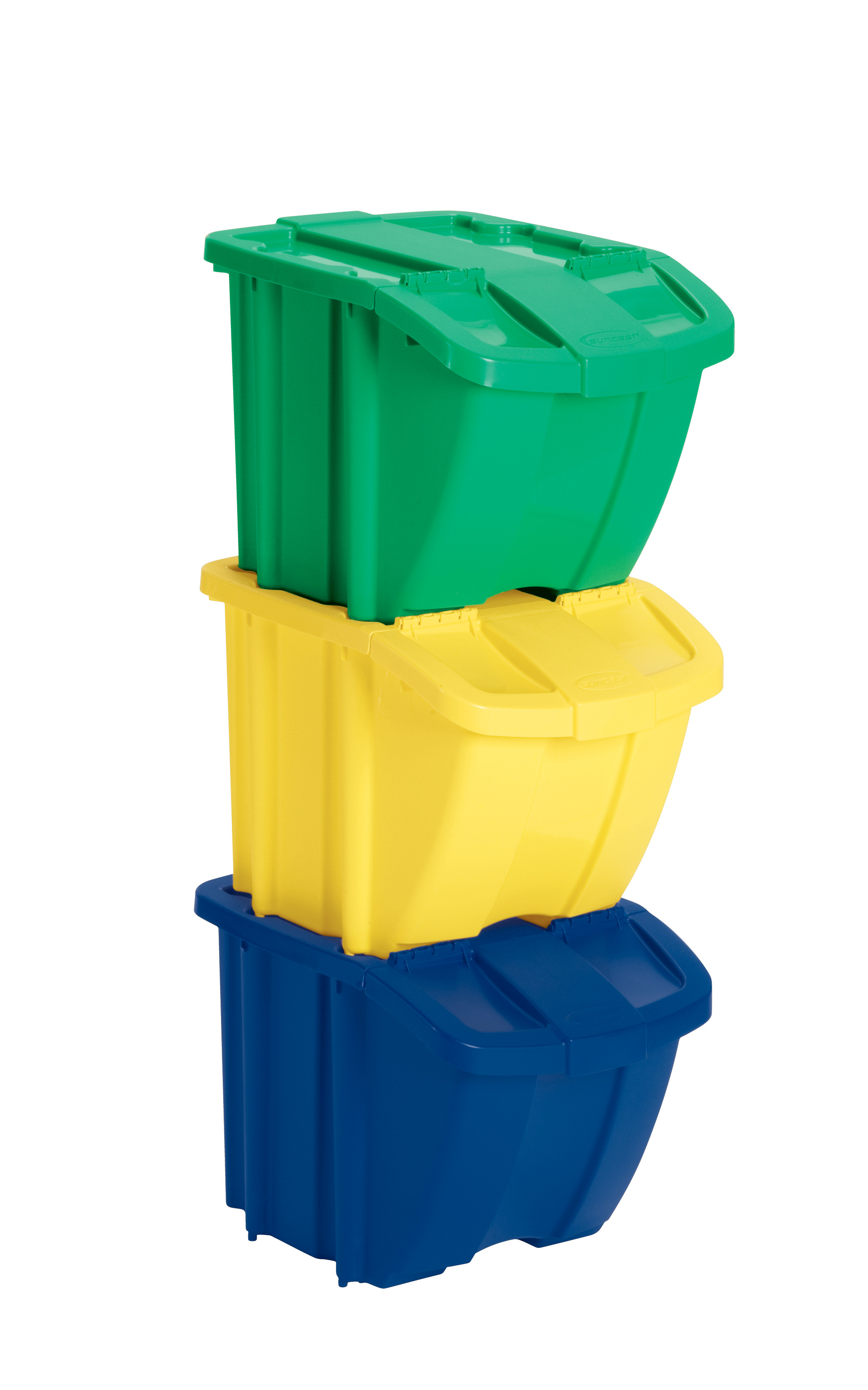 Color-Coded Plastic Stackable Recycling Bins - 3 Pc Set - image 1 of 4