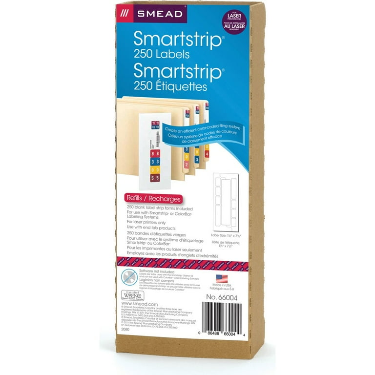 Color-Coded Smartstrip Refill Label Forms, Laser Printer, Assorted, 1.5 x 7.5, White, 250/Pack Color-Coded Smartstrip Refill Label Forms, Laser Printer, Assorted, 1.5 x 7.5, White, 250/Pack