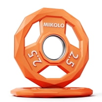 MIKOLO Color Coded Weight Plate 2-Inch Rubber Coated Olympic Grip Plate for Barbell, Solid Cast Iron for Strength Training, Weightlifting, Crossfit, Home Gym, 5LB, 2.5LB Pair