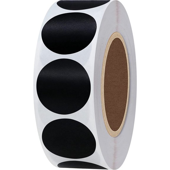 Color Coding Dot Labels 1" Round Natural Paper Stickers Adhesive Label 1,000 Per Roll (Black)