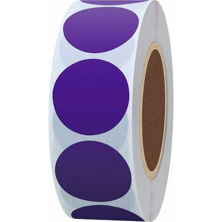 Color Coding Dot Labels 1" Round Natural Paper Stickers Adhesive Label 1,000 Per Roll (Purple)