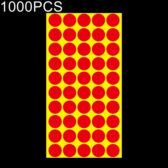 Color Coding Dot Stickers 1" Round Shape Self-Adhesive Labels 1000 pcs - Red