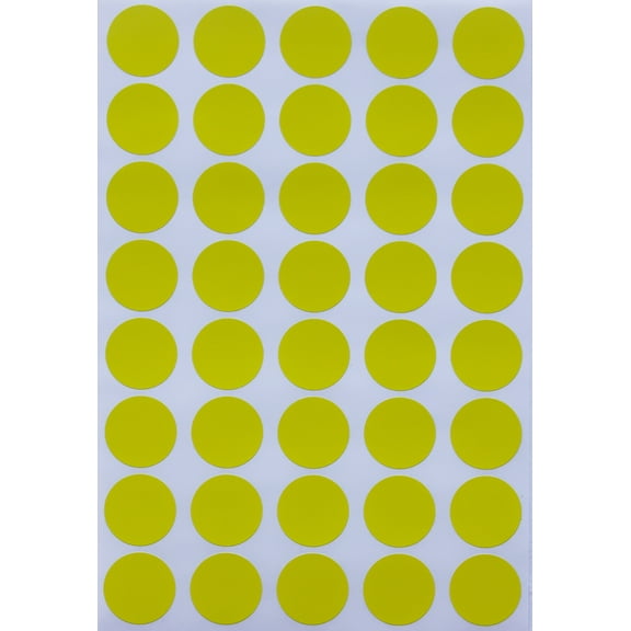 Color Coding Labels 3/4 inch, Round Dot Stickers in Yellow 19mm - 1000 Pack by Royal Green