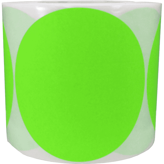 Color Coding Labels Fluorescent Green Round Circle Dots 5 Inch 500 Total Adhesive Stickers