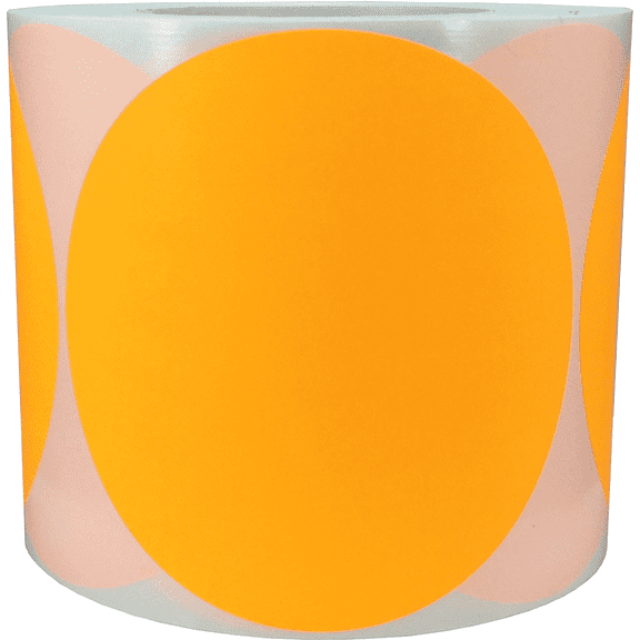 Color Coding Labels Fluorescent Orange Round Circle Dots 5 Inch 500 Total Adhesive Stickers