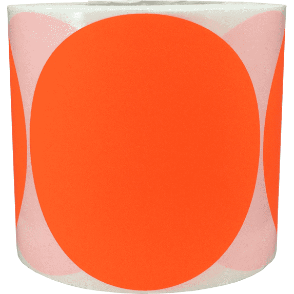 Color Coding Labels Fluorescent Red Round Circle Dots 5 Inch 500 Total Adhesive Stickers