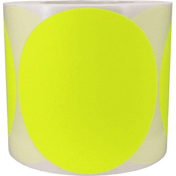 Color Coding Labels Fluorescent Yellow Round Circle Dots 5 Inch 500 Total Adhesive Stickers