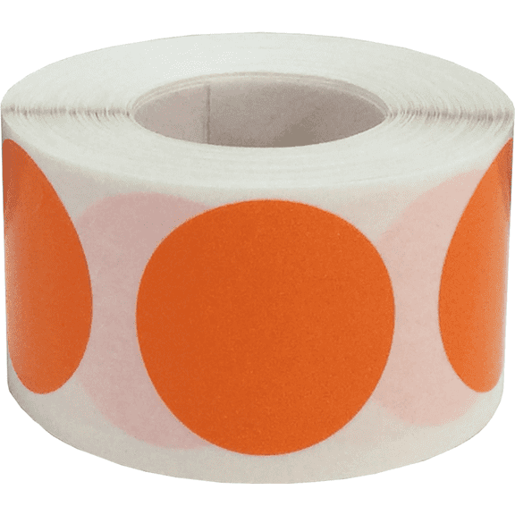 Color Coding Labels Hot Orange Round Circle Dots 1 1/4 Inch 500 Total Adhesive Stickers
