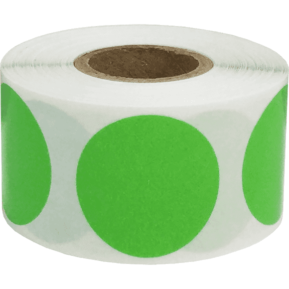Color Coding Labels Light Green Round Circle Dots 1 1/4 Inch 500 Total Adhesive Stickers