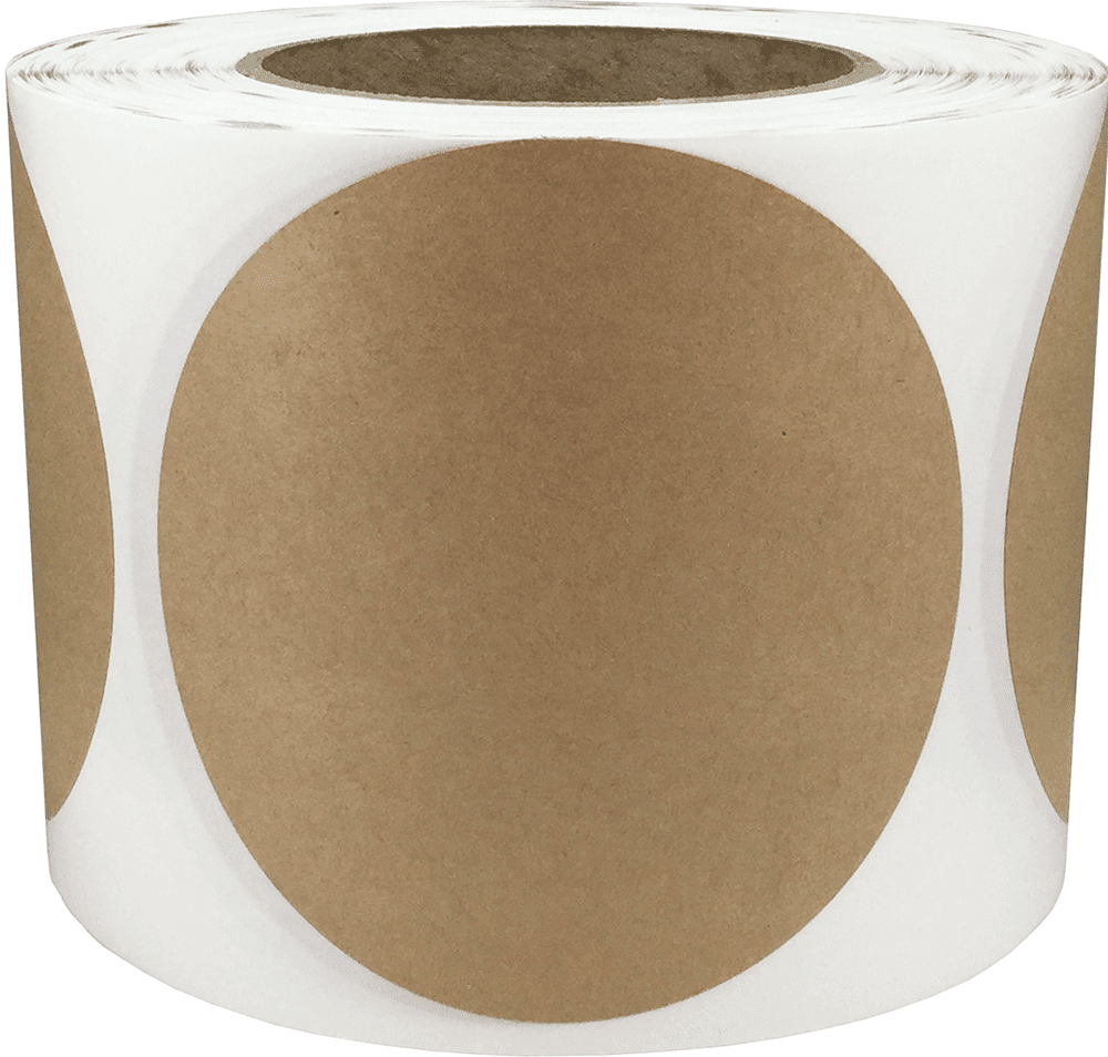 4 Inch Label Color Coding Labels Natural Kraft Round Circle Dots 4 Inch 500 Total ...