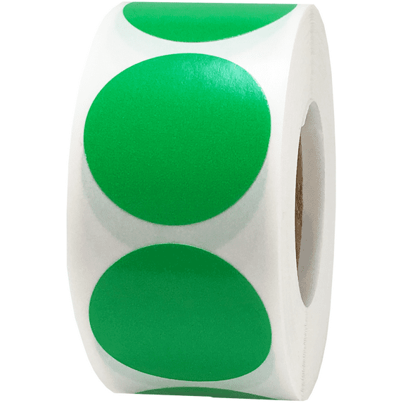 Color Coding Labels Spring Green Round Dots | 1" inch - 500 Pack | InStockLabels.com