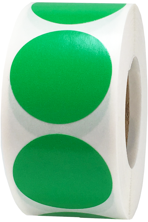 Color Coding Labels Spring Green Round Dots | 1" inch - 500 Pack | InStockLabels.com