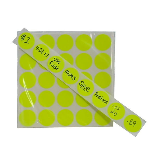 Color Coding Labels Super Bright Fluorescent Neon Round Circle Dots For Organizing Inventory 1 Inch 500 Total Adhesive Stickers (Fluorescent Yellow)