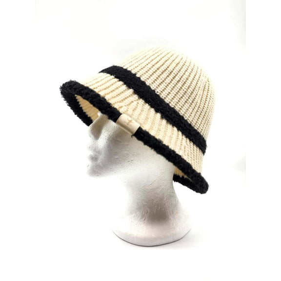 Color Contrast Winter Knit Bucket Hat