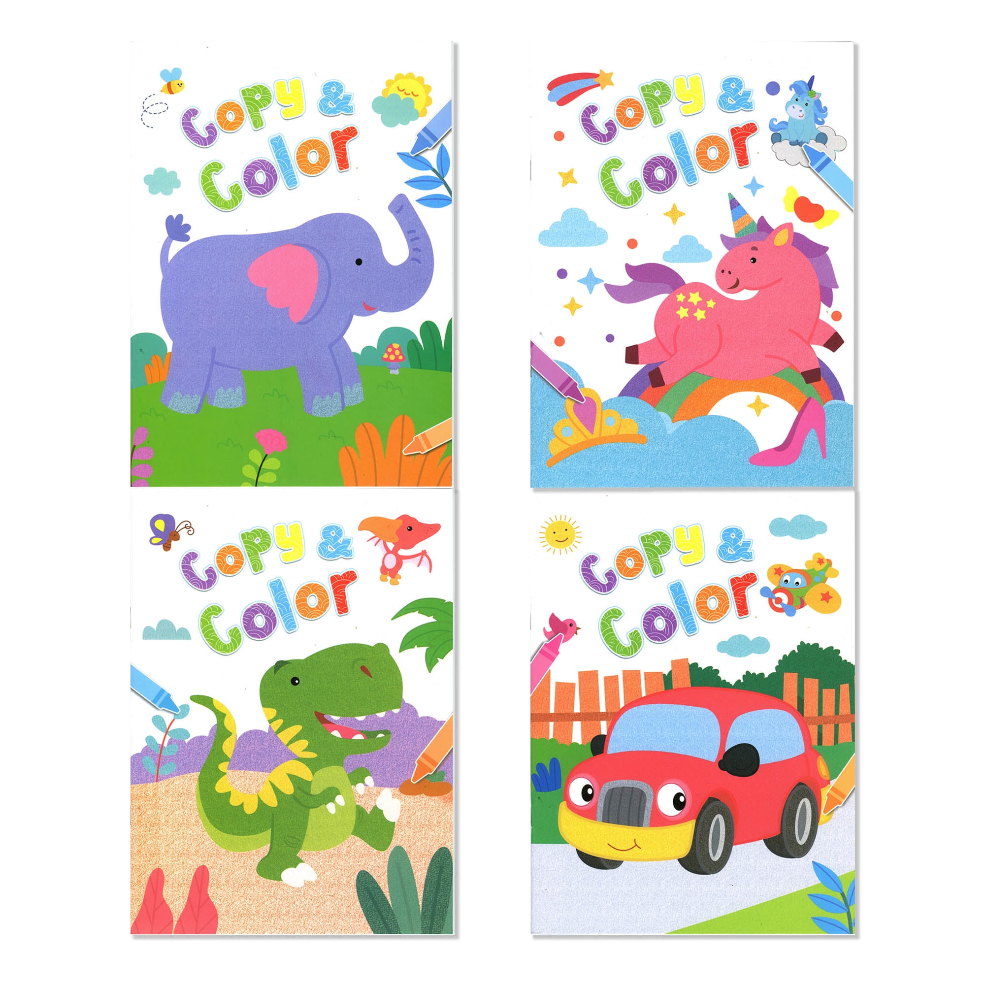 Color & Copy Books 4 Title, Fun Workbook for Learning Drawing Coloring, 48-Pack