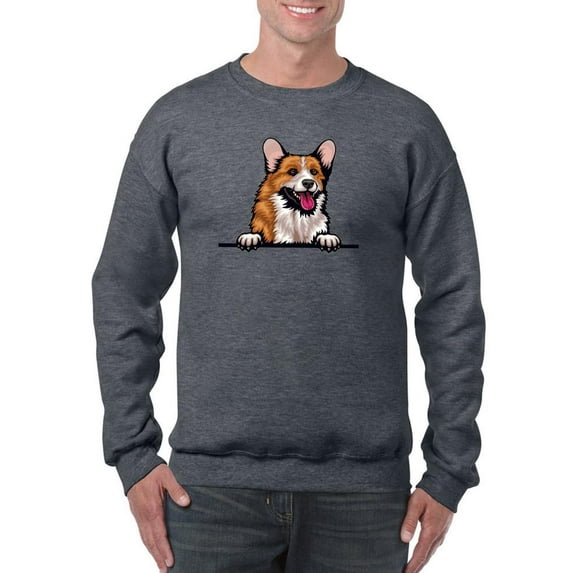 Color Corgi Peeking Sweatshirt Men -Image by Shutterstock, Male 4X-Large