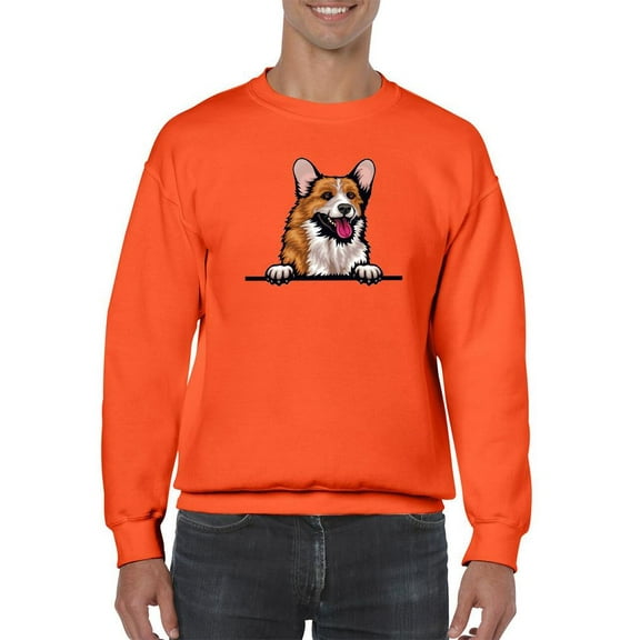 Color Corgi Peeking Sweatshirt Men -Image by Shutterstock, Male x-Large