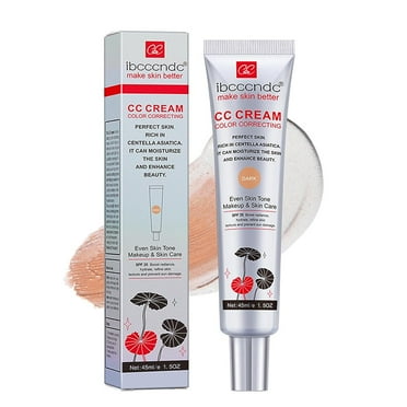 Color Correcting CC Cream,Hydrating CC Cream Foundation with Centella Asiatica Multi-Purpose Pre-makeup Primer Moisturizing Facial Concealer Sunscreen Full-Coverage CC Cream with SPF 25 (01)