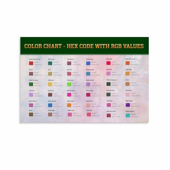 Color Correction HEX Code Chart Poster Designer Quick Reference Cheat Sheet (6) Canvas Painting Wall Art Poster for Bedroom Living Room Decor poster