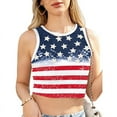 thumbnail image 1 of Color Cosplayer American USA Flag Crop Tank Tops for Women T Shirt Patriotic 4th of July Vest Tops B298-1005 S, 1 of 3